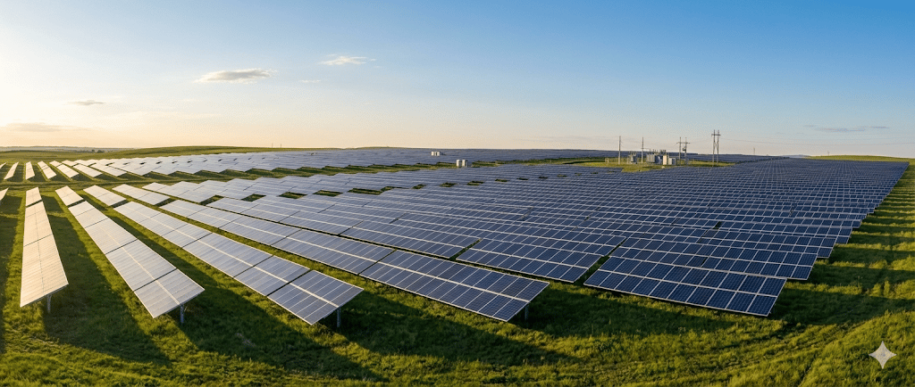 Solar infrastructure — line illustration